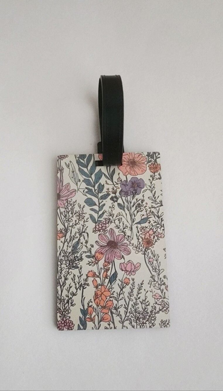 Floral Luggage Tag, Double Sided Print, Suitcase Indentifier, Wild Flowers Tags